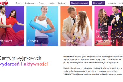 Strona internetowa dla ERANOVA – centrum wydarzeń, tańca i aktywności