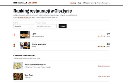 Serwis Restauracje Olsztyn – ranking z&nbsp;opiniami gości